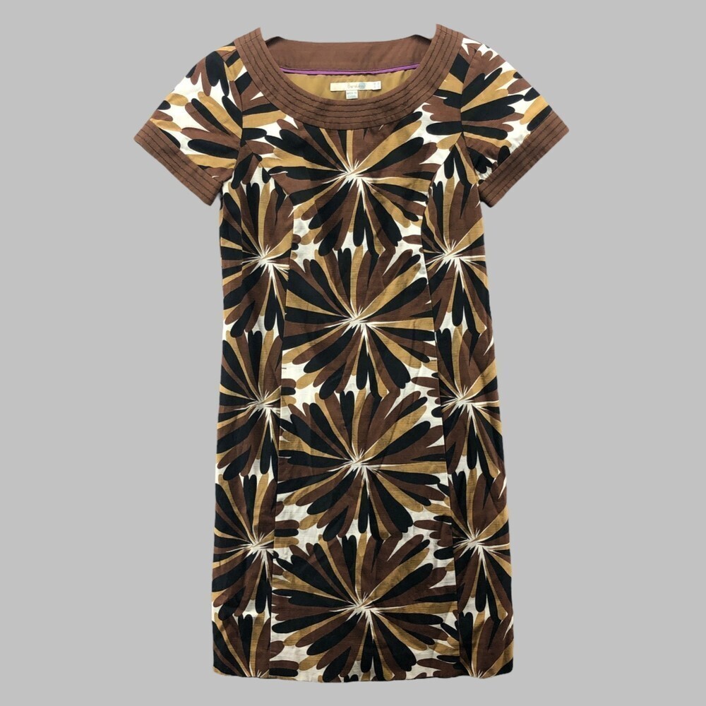 Boden Floral Burst Retro Weekend Shift Dress US 4 UK 8 Cotton Abstract Artsy Lux
